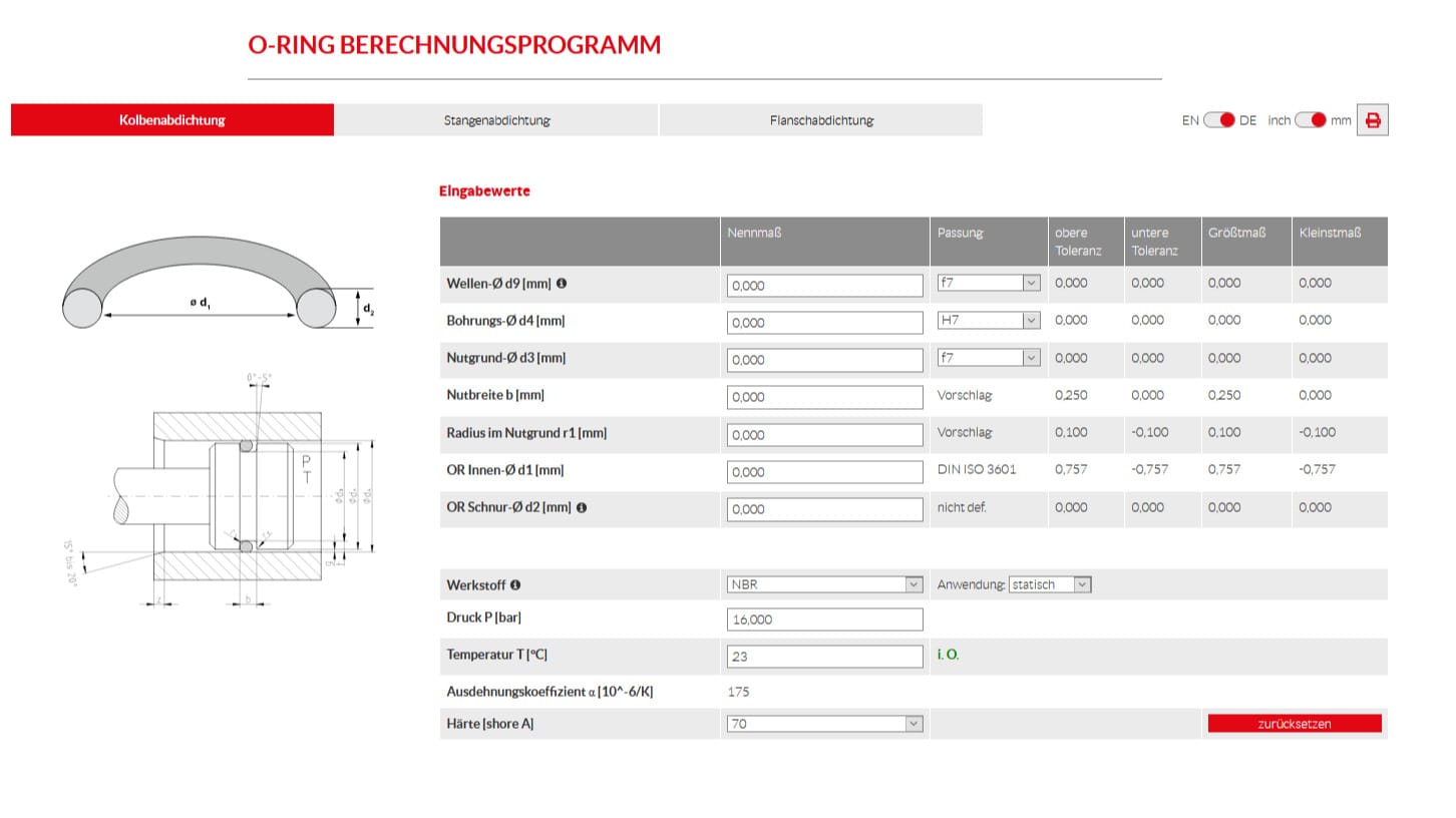 O-Ring Berechnungsprogramm