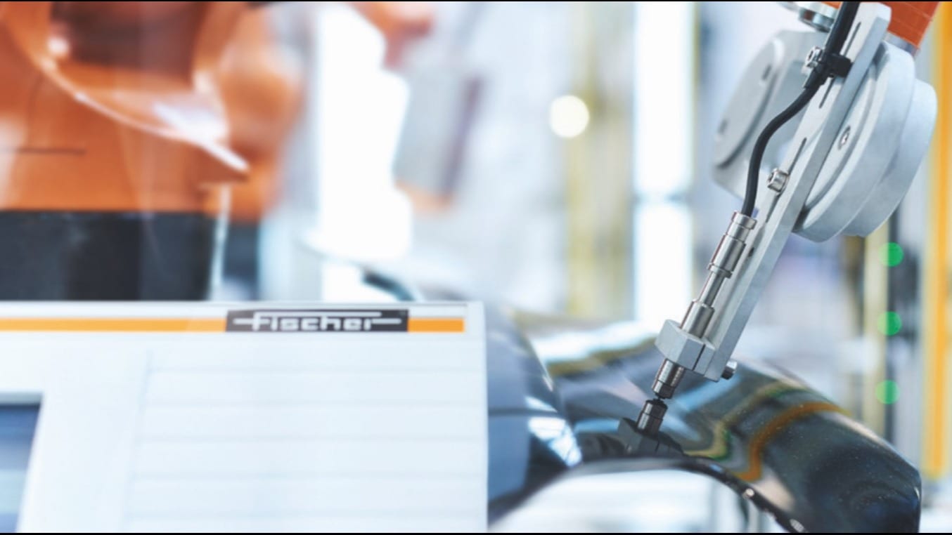 Measuring of paint coating thickness with Fischerscope MMS Automation and tactile meauring probe