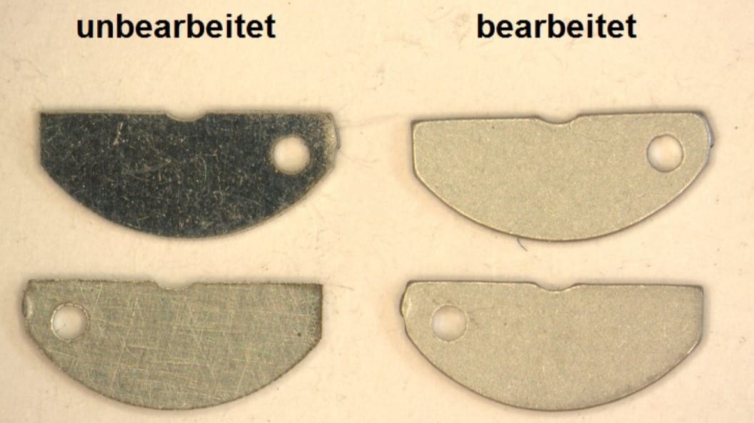 Beispiel laserstrahlgeschnittene Teile: bearbeitet - unbearbeitet