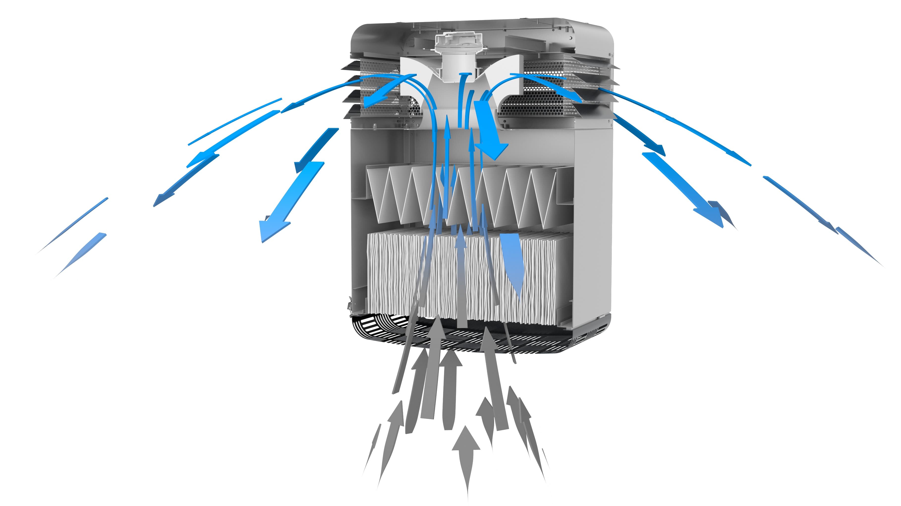 The intelligent air cleaning systems reduce airborne particles up to 90 %.